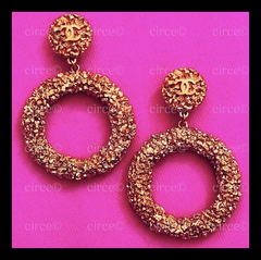 * Chanel Vintage 1993 Textured Large, JUMBO, Gold Hoop Earrings *