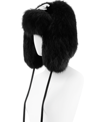 Chanel Rabbit Fox Fur Black White CC Hat Chapka