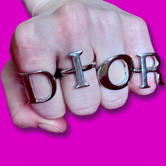 VINTAGE 2000s Christian Dior (John Galliano) Logo Four Letter Ring Set, Silver