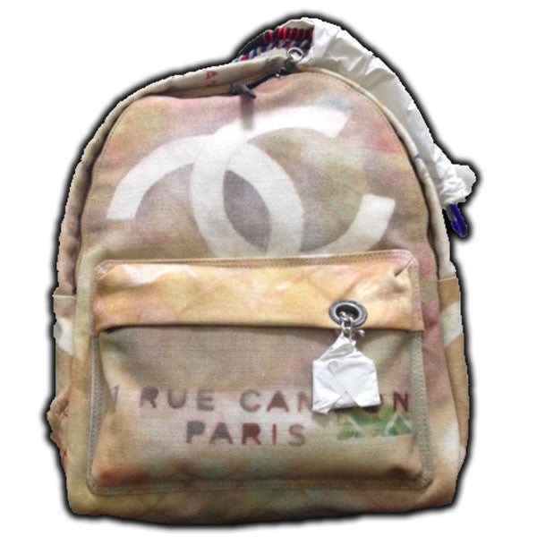 Chanel Canvas Graffiti Art School Backpack Silver Hardware, 2014