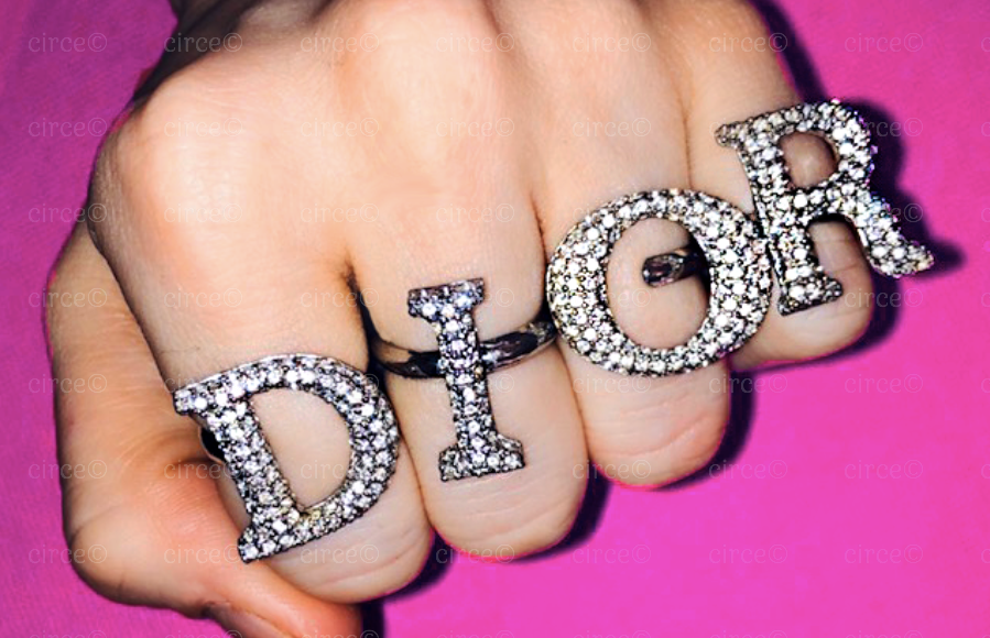 Christian Dior X John Galliano Rhinestone Logo 4 Ring Letter Set