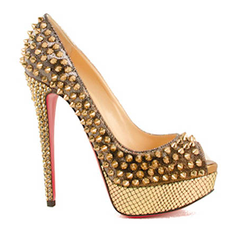 Christian Louboutin Lady Peep Spike Pumps, Crystal Heel