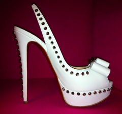 Christian Louboutin Lady Clou Spiked Platform Slingback, White