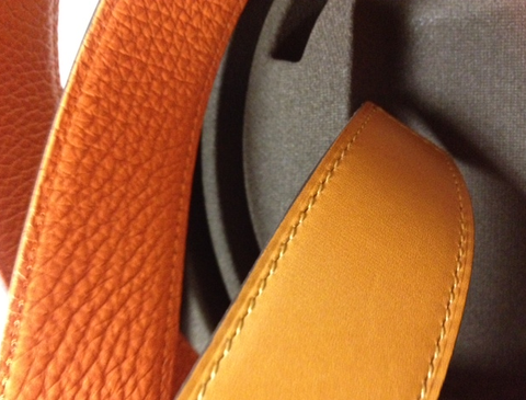 NEW AUTHENTIC 2013: Hermes 32mm, 90cm belt strap (Orange/Gold)