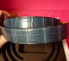 SOLD!!!:  2013 Rare Hermes Blue Storm Crocodile Belt Strap, 32mm