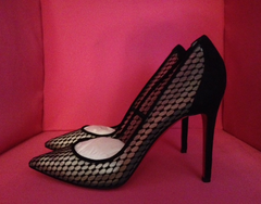 Christian Louboutin Pigaresille Black Suede & Mesh 100mm