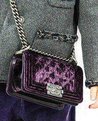 Chanel Purple Velvet Boy Bag: ASO Mira Duma @ Fashionweek
