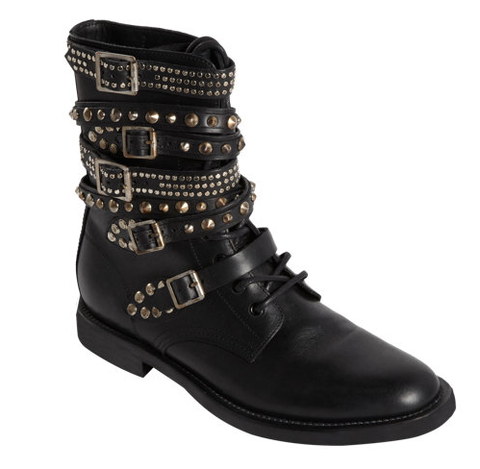 Saint Laurent Studded Black Leather Rangers Boots: ASO Alessandra Ambrosio