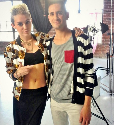 Versus Versace Silk Jacket With Iconic Belt Print: ASO Miley Cyrus