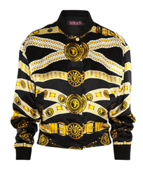 Versus Versace Silk Jacket With Iconic Belt Print: ASO Miley Cyrus