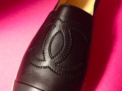 Chanel Slip-on Espadrilles, Black Leather: Miley Cyrus + Kendall Jenner