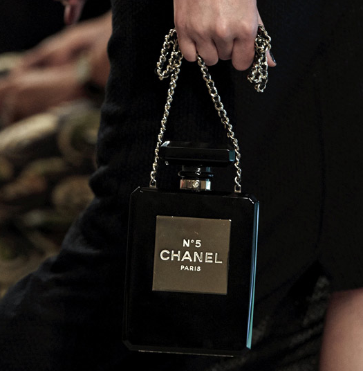 Chanel RUNWAY No. 5 Perfume Bottle Clutch, Black: ASO; Miley Cyrus + R