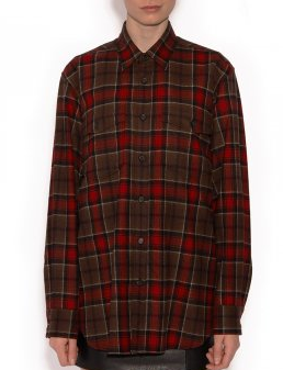 Saint Laurent Runway Plaid Oversized Wool Red Flannel Shirt