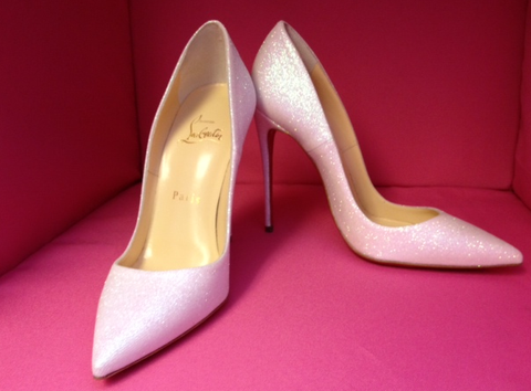 Christian Louboutin So Kate 120mm White Glacier Glitter