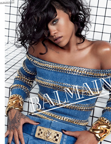 2014 BALMAIN GOLD PLATED CUFF BRACELET: ASO Rihanna