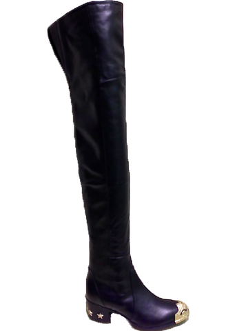 2014 Chanel Thigh High Boots with Metal Cap Toe, Runway