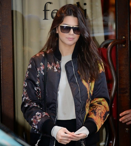 Givenchy Printed Bomber Jacket (Floral and Fire Print): ASO Kendall Jenner