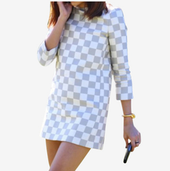 ** Louis Vuitton Spring 2013 RTW Damier Print Half-Sleeved Dress **