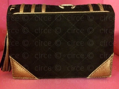 CHANEL Suede Quilted Bible Book CC Clutch Black 415629