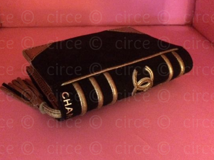 CHANEL Suede Quilted Bible Book CC Clutch Black 415629