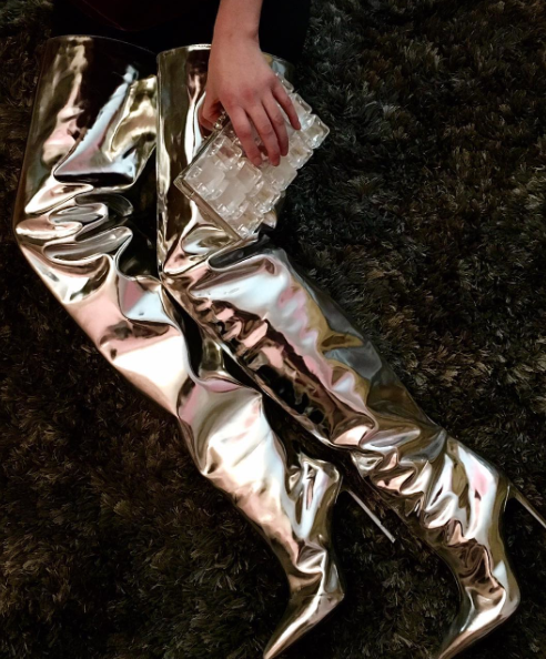3 Balenciagas Silver Metallic Thigh High Boots