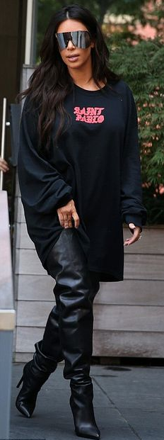 Balenciaga Over The Knee All Time Black Leather Thigh High Boots circe