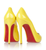 Christian Louboutin Yellow Peep Toe Pumps, Flo 120mm