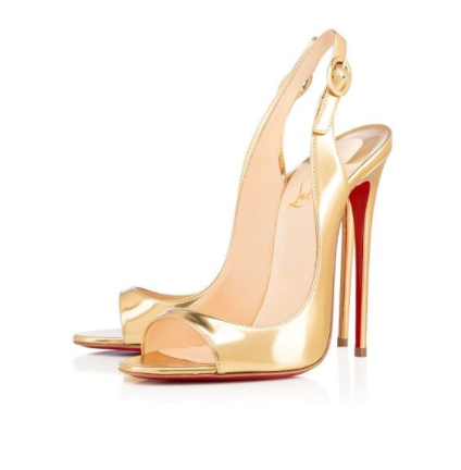 *** Christian Louboutin Allenissima, Gold 130mm Slingback ***