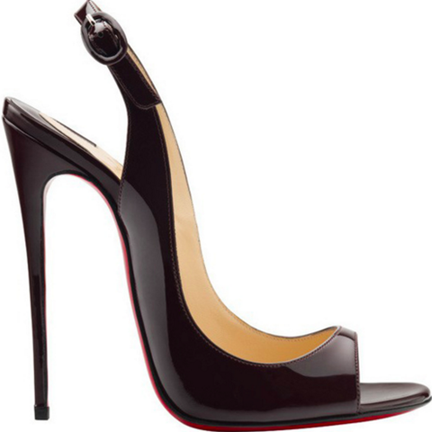 *** Christian Louboutin Allenissima, Black Patent 130mm Slingback ***