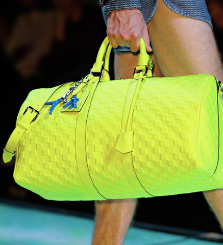2013 Louis Vuitton Keepall Bandouliere 45, Yellow (Jaune Fluo) Damier Duffle Bag