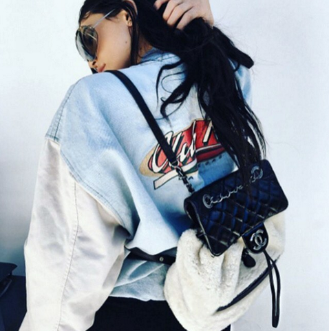 * 2016 NIB Paris Salzburg 2016 Black Quilted Leather and Shearling Backpack: ASO Kylie Jenner *