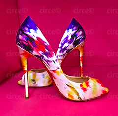 ** 2014 Christian Louboutin Floral, Satin Peep Toe Sandals, 120mm  **