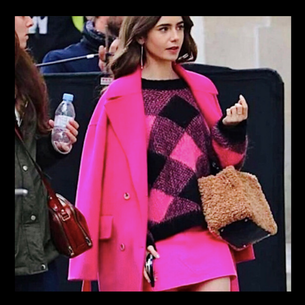 Kenzo Wool Cashmere Belted Pink Coat ASO Emily Cooper Emily in Par circe