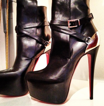 Christian Louboutin Equestria Leather Platform Ankle Boots Black